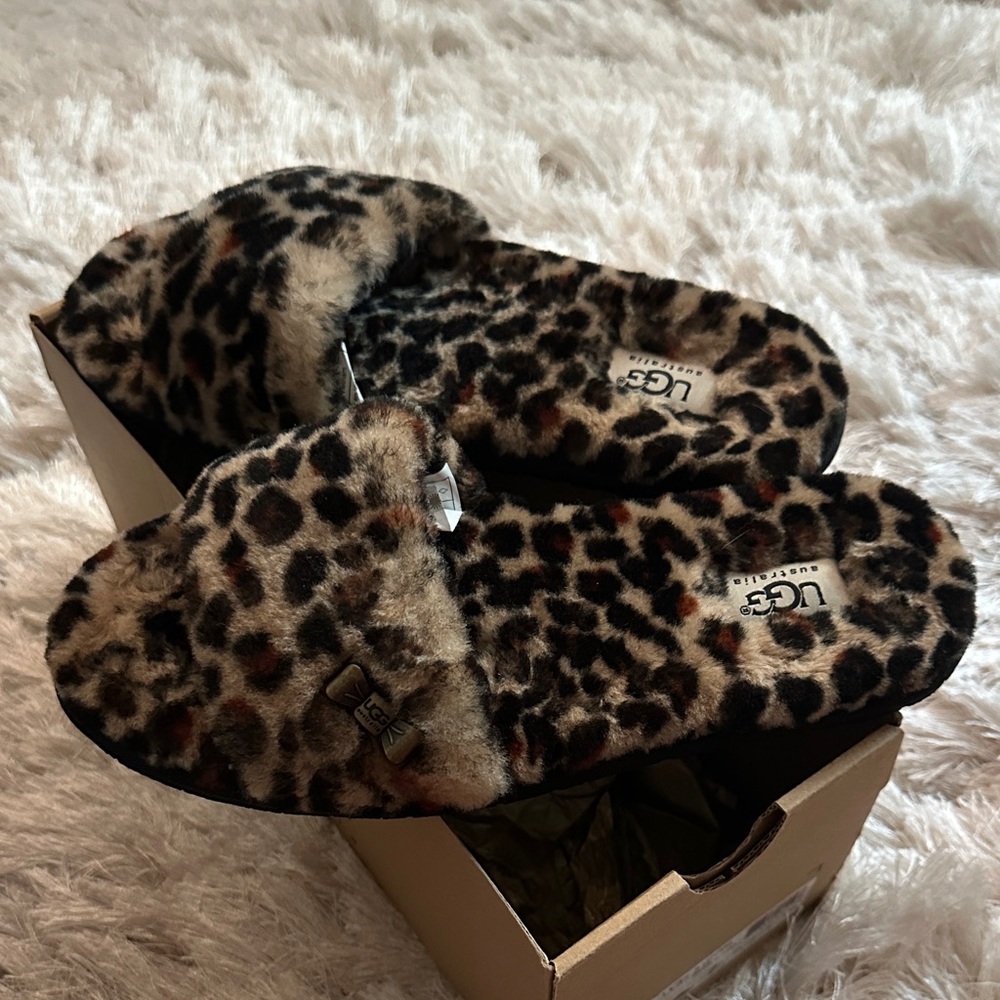 UGG Animal Print Fuzzy Slippers